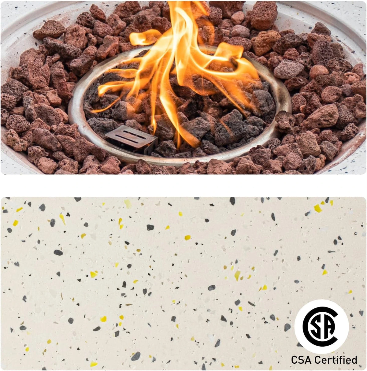 2-Piece Outdoor Propane Fire Pit Table Set W Tank Table, 28" Terrazzo round Fire Table (Certified, 40,000 BTU) W 16" Tank Cover Side Table 20Lb, Waterproof Cover for Garden, Pool, Backyard — product view 4