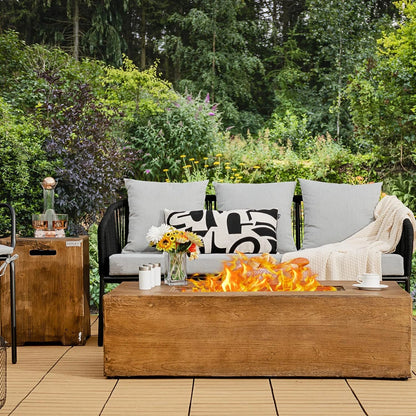 2 Pieces Outdoor Propane Fire Pit Table Set, Patiojoy 48 Inch Rustic 50,000 BTU Rectangular Gas Fire Pit Table with 20 Lbs Tank Side Table, Lava Rocks, Cover for Patio, Garden, Yard — product view 8