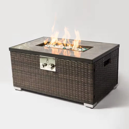 32 In. Propane Fire Pit Table, 40,000 BTU Auto-Ignition Gas Fire Table for outside Patio