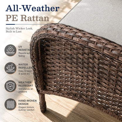 7 Piece Outdoor Patio Furniture Set, Patio Furniture Set with Fire Pit Table Rattan Wicker Patio Furniture Set, Brown Wicker & Beige Cushion — product view 15