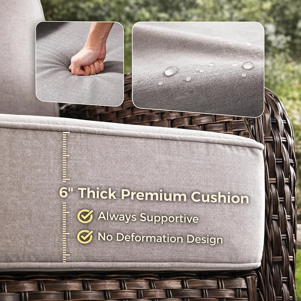 9-Piece Outdoor Patio Furniture Set with Fire Pit Table,Swivel Chairs and 6" Thick Cushions,Sectional Sofa and Ottomans,Patio Conversation Set for Porch Deck Garden Backyard — product view 8