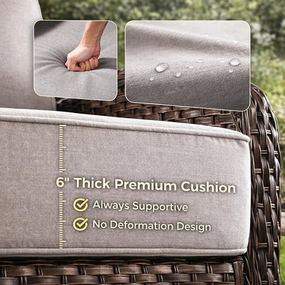 9-Piece Outdoor Patio Furniture Set with Fire Pit Table,Swivel Chairs and 6" Thick Cushions,Sectional Sofa and Ottomans,Patio Conversation Set for Porch Deck Garden Backyard — product view 8