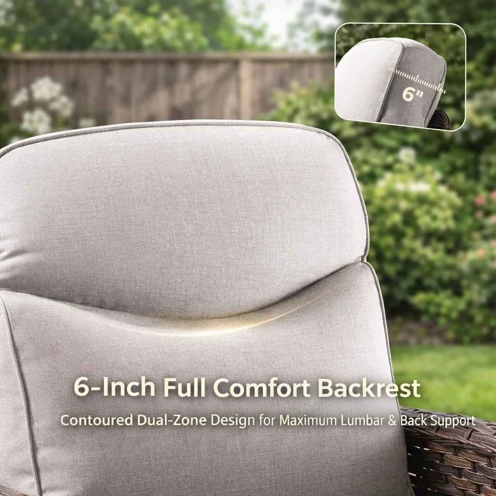 9-Piece Outdoor Patio Furniture Set with Fire Pit Table,Swivel Chairs and 6" Thick Cushions,Sectional Sofa and Ottomans,Patio Conversation Set for Porch Deck Garden Backyard — product view 9