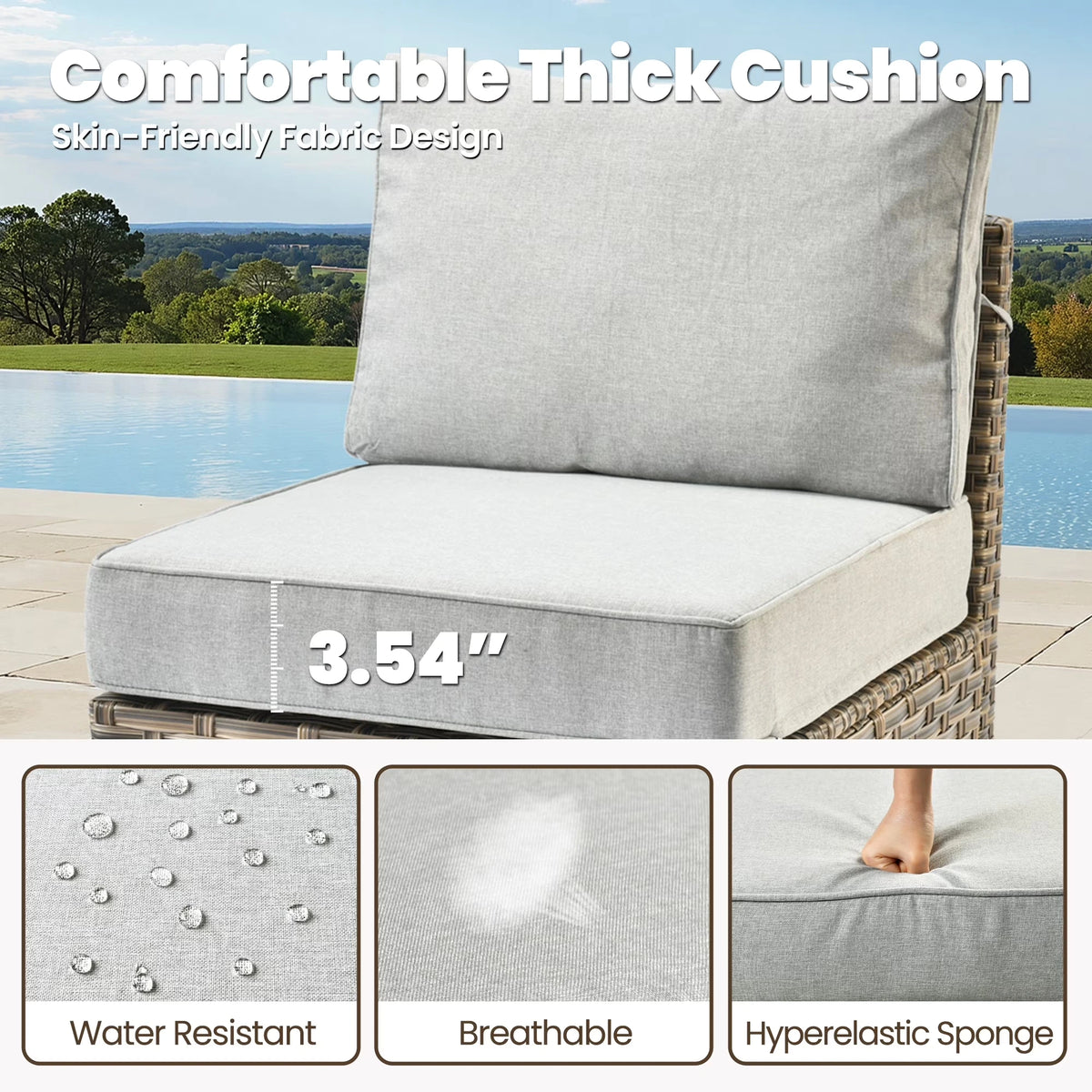 9 Pieces Patio Furniture Set outside Furniture Wicker Patio Conversation Set with Swivel Chairs, Outdoor Furniture for Garden, Gray — product view 14