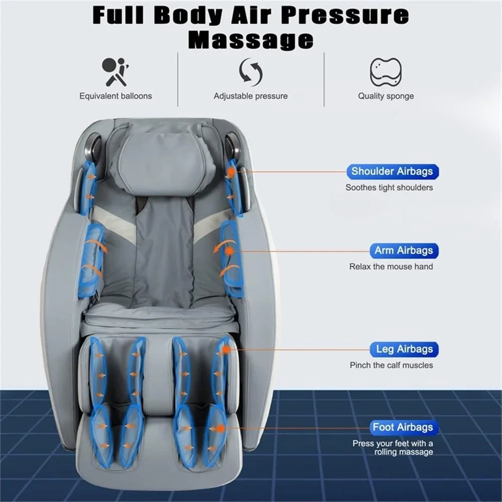 Blue Faux Leather Zero Gravity Recliner 3D Programmable Massage Chair — product view 4